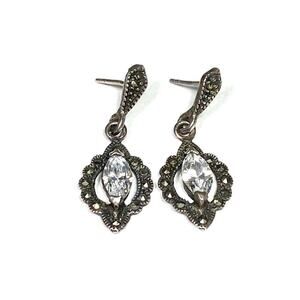 925 Marsala Earrings Sterling Silver Drops Dangles Vintage 4.20g